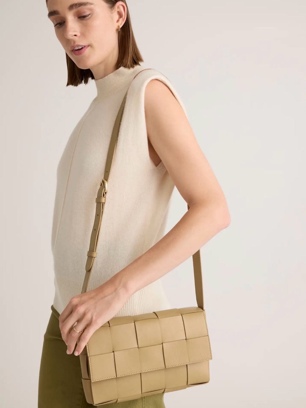 Quince Italian Leather Woven Flap Crossbody Bag